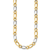 14K Two-Tone Polished Open Link Necklace with Fancy Lobster Clasp